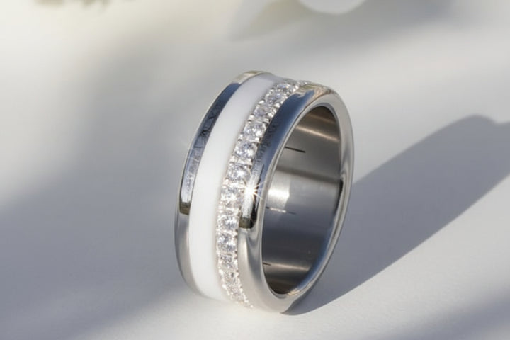 Interchangeable mood ring "Shiny Love" with zirconia and interchangeable color