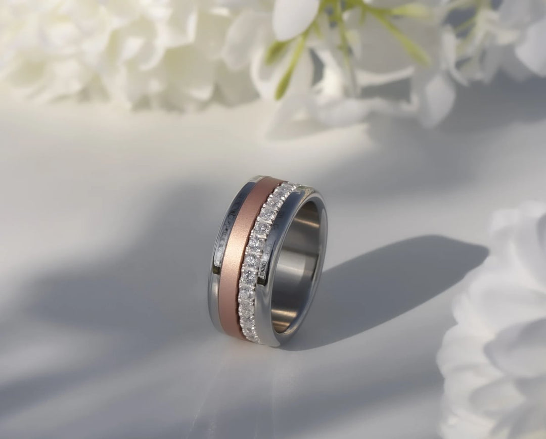 Interchangeable mood ring "Shiny Love" with zirconia and interchangeable color