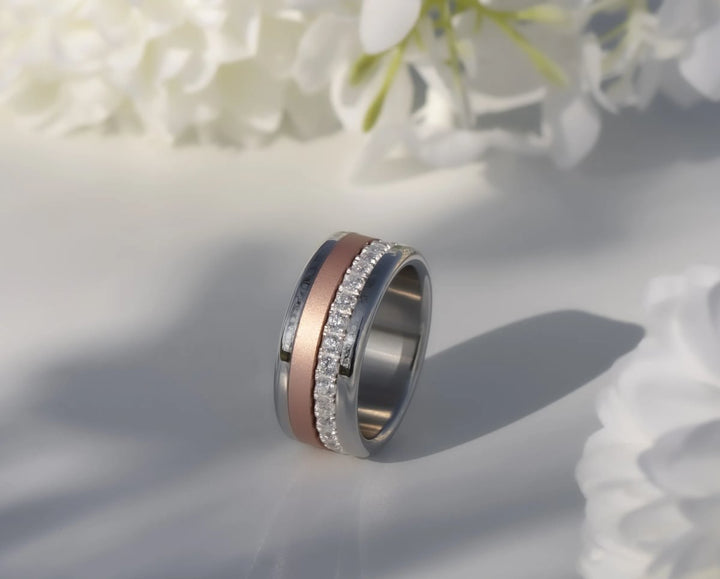 Interchangeable mood ring "Shiny Love" with zirconia and interchangeable color