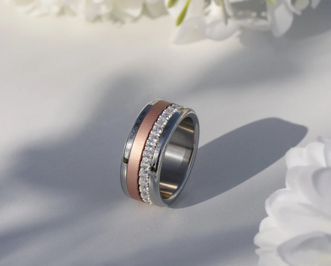 Interchangeable mood ring "Shiny Love" with zirconia and interchangeable color