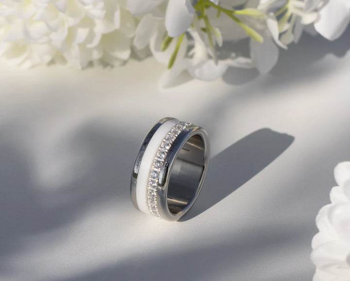 Interchangeable mood ring "Shiny Love" with zirconia and interchangeable color