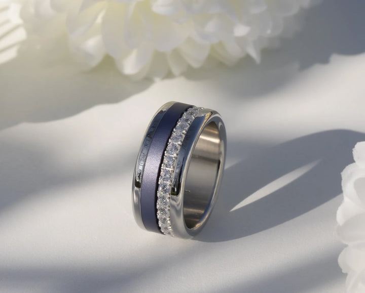 Interchangeable mood ring "Shiny Love" with zirconia and interchangeable color