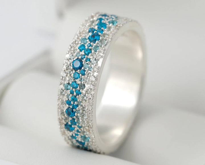 Anneau (addon) en argent Summer entièrement serti de zircons pour bague mood interchangeable