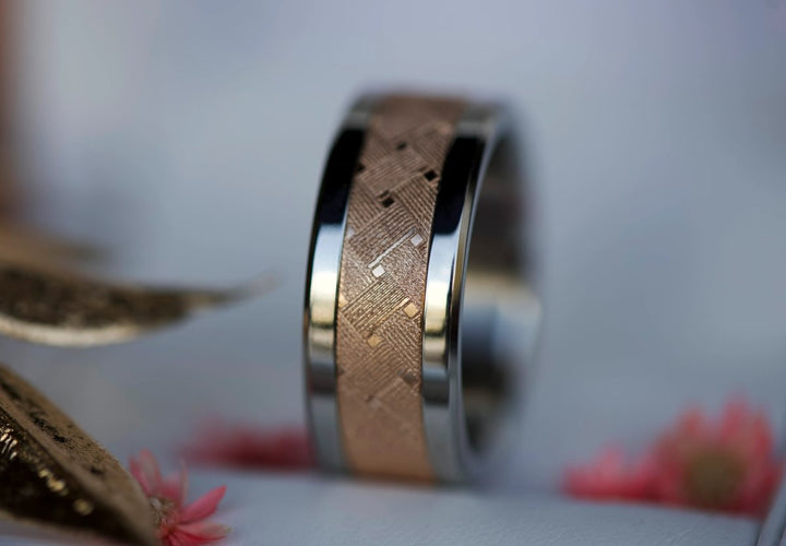 Bague mood "Velvet iron" en acier rose