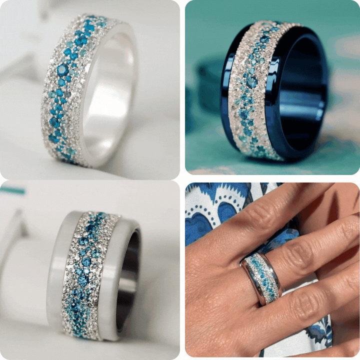 Anneau (addon) en argent Summer entièrement serti de zircons pour bague mood interchangeable