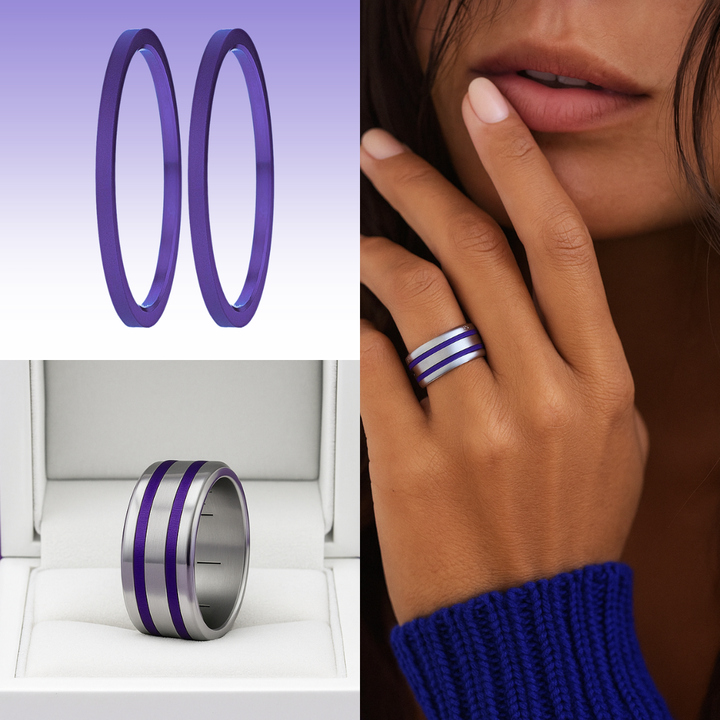 🌌 Set 2 Mini Addons aus violettblauem Aluminium, für den auwechselbaren mood Ring