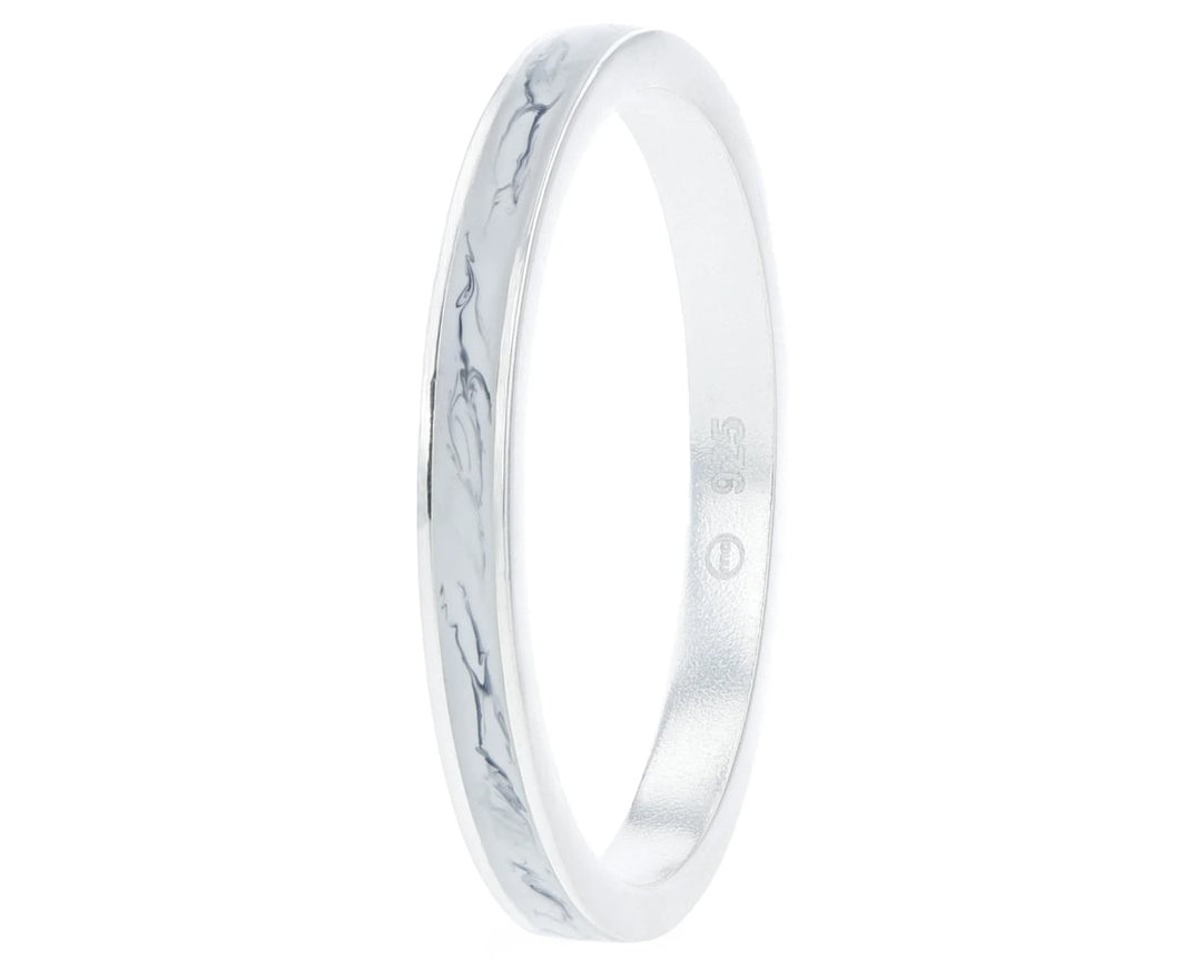 Marble 🤍 Inner ring (medium addon) in 925 silver with a marble enamel coating