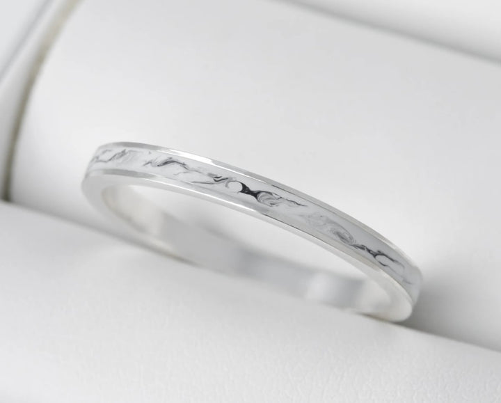 Marble 🤍 Inner ring (medium addon) in 925 silver with a marble enamel coating