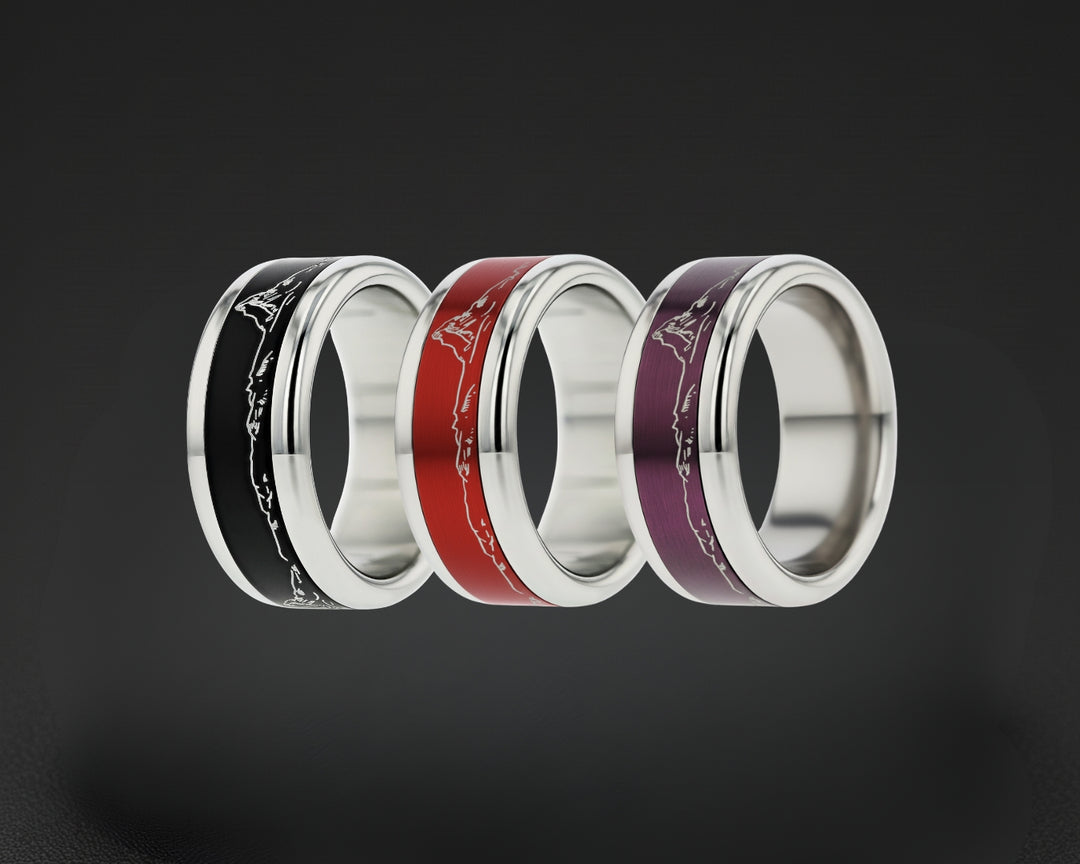 Bague mood "Zermatt City" avec anneau interchangeable gravé du Cervin