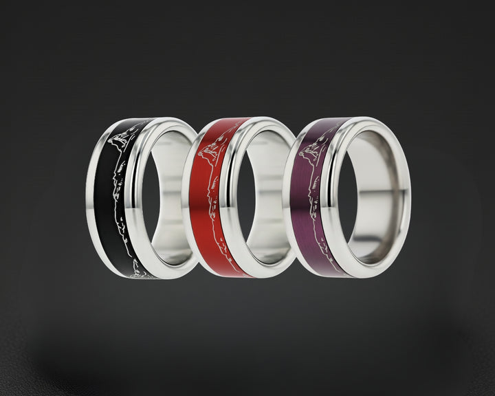 Bague mood "Zermatt City" avec anneau interchangeable gravé du Cervin