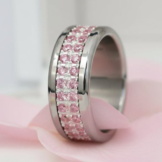LUMINA sakura pink  - interchangeable inner ring in 925 silver for mood ring