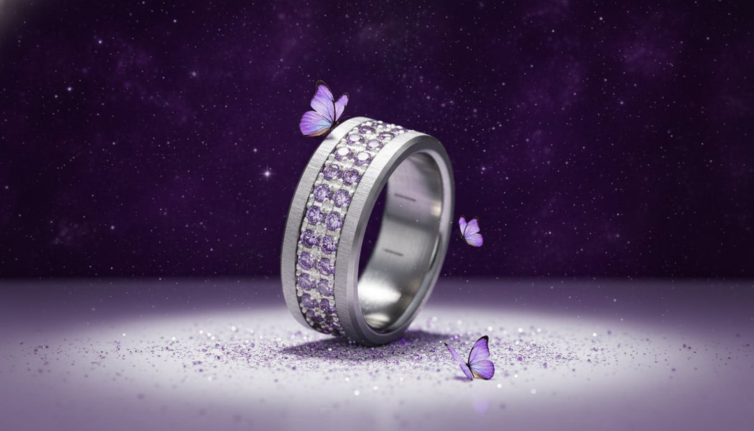 LUMINA Soraura purple - interchangeable inner ring in 925 silver for mood ring