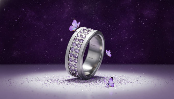 LUMINA Soraura purple - interchangeable inner ring in 925 silver for mood ring