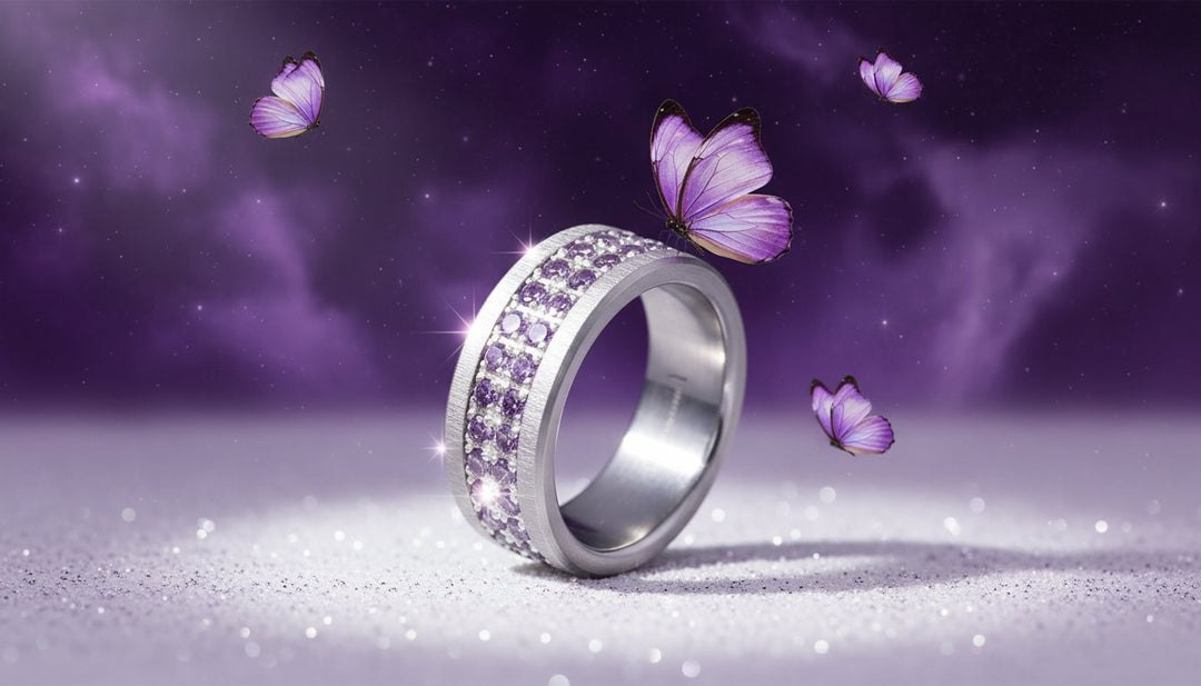 LUMINA Soraura purple - interchangeable inner ring in 925 silver for mood ring