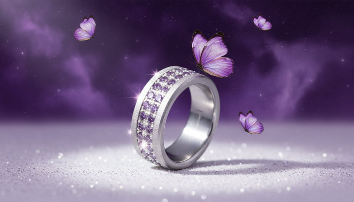 LUMINA Soraura purple - interchangeable inner ring in 925 silver for mood ring