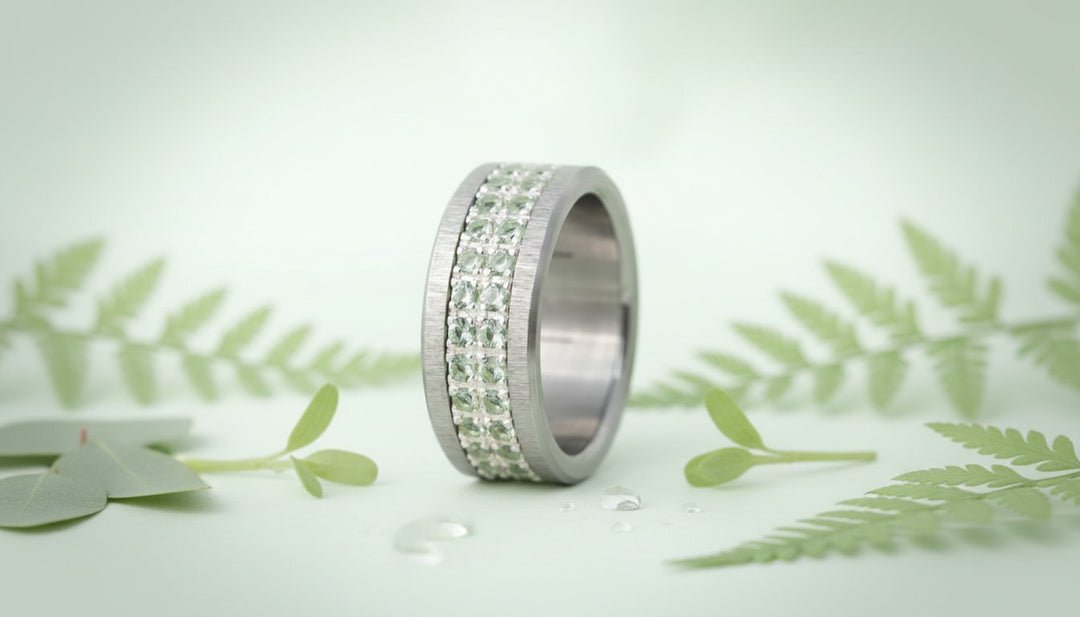 LUMINA Aloe green  - interchangeable inner ring in 925 silver for mood ring