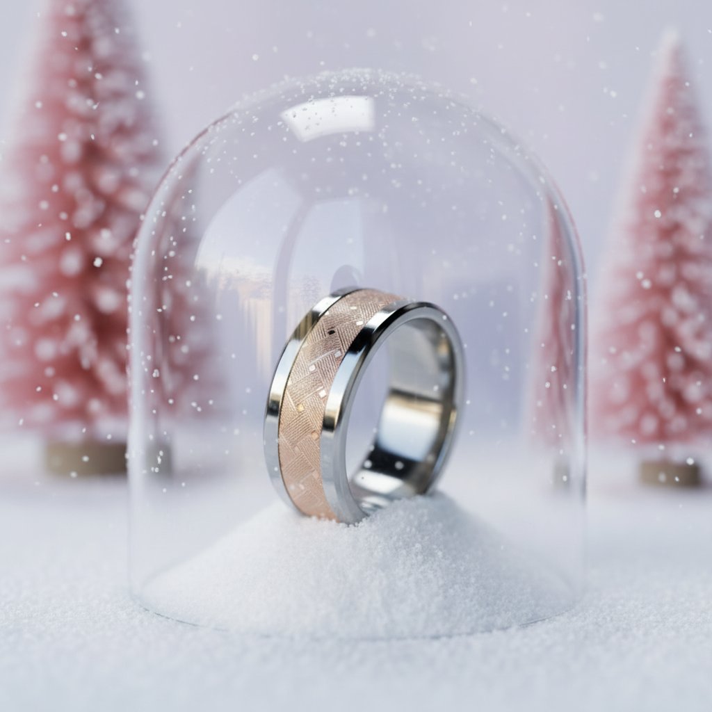 Bague mood "Velvet iron" en acier rose