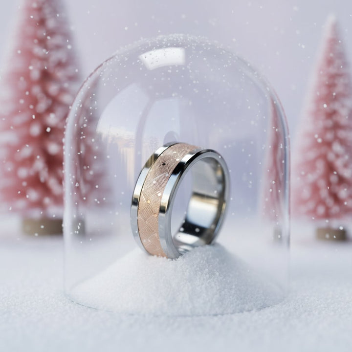 Bague mood "Velvet iron" en acier rose