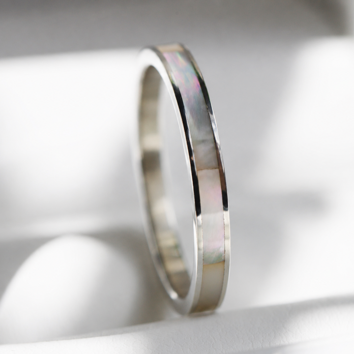 Anneau (medium) "Alba – Nácar Inlay en argent nacré - medium" en argent pour bague mood interchangeable