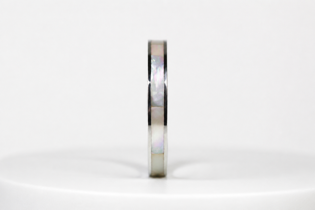Anneau (medium) "Alba – Nácar Inlay en argent nacré - medium" en argent pour bague mood interchangeable