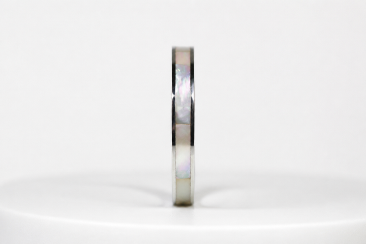 Anneau (medium) "Alba – Nácar Inlay en argent nacré - medium" en argent pour bague mood interchangeable