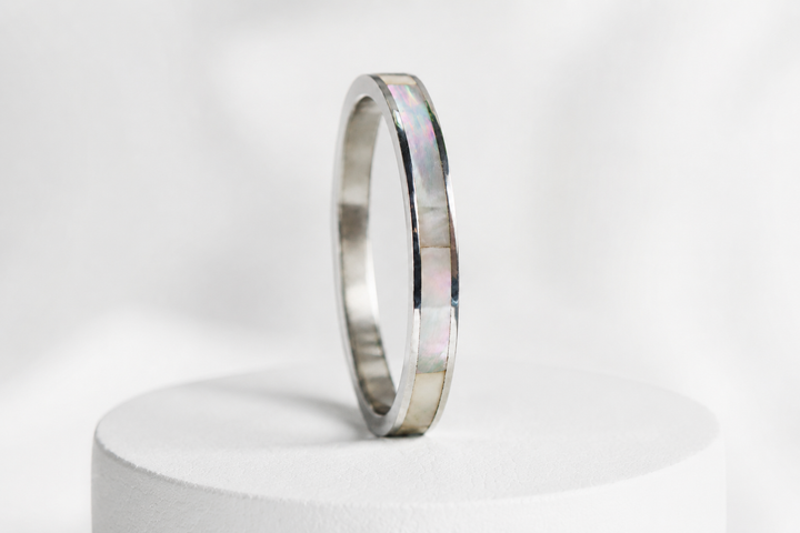Anneau (medium) "Alba – Nácar Inlay en argent nacré - medium" en argent pour bague mood interchangeable