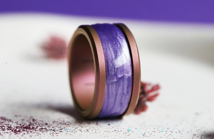 Améthyste Boréale 🔮  anneau (addon) en argent 925 avec un revêtement en émail violet nacré