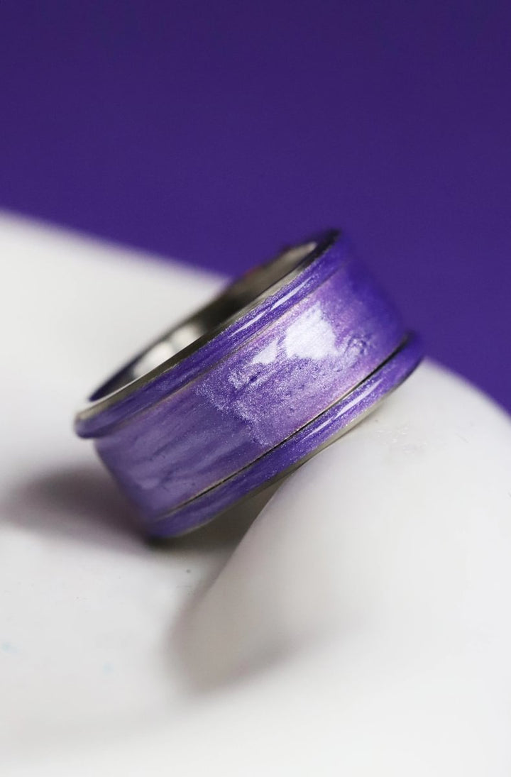 Améthyste Boréale 🔮  anneau (addon) en argent 925 avec un revêtement en émail violet nacré
