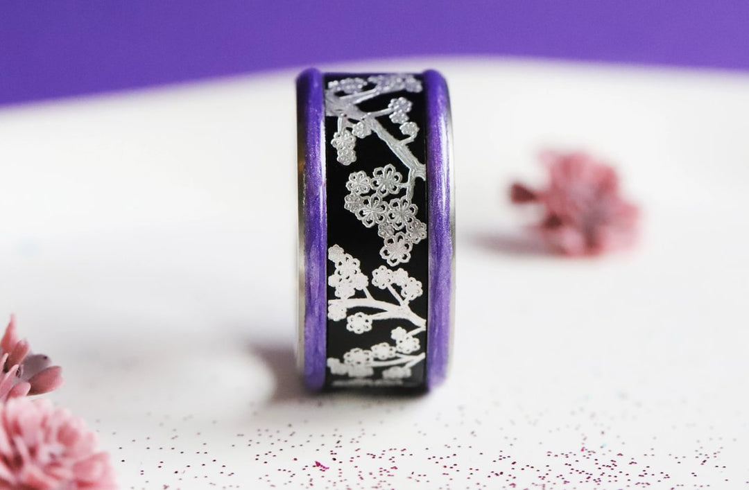 Améthyste Boréale 🔮 Base small (11mm) en acier avec un revêtement en émail violet nacré