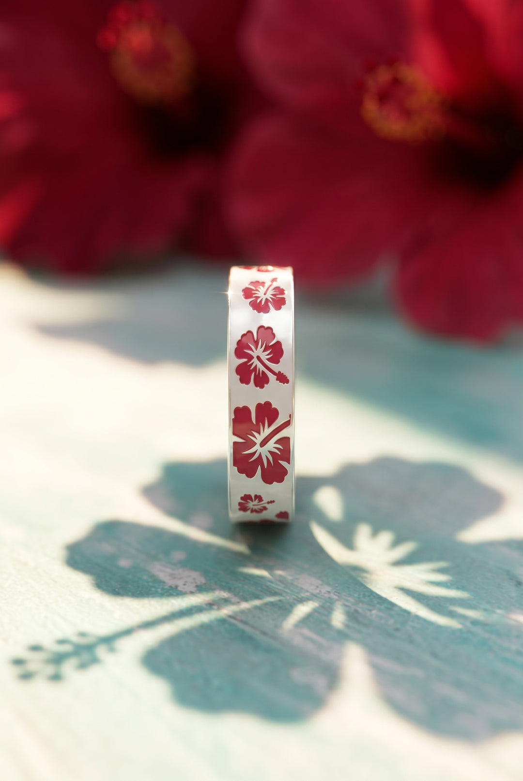 💍 Anneau (deux tiers) "Hibiscus" en argent émaillé