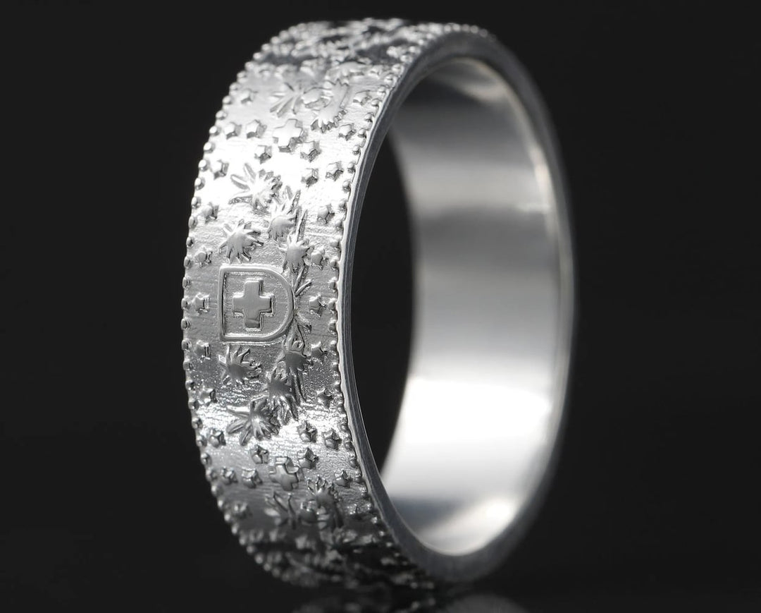 anneau mood en argent 925 poli avec motifs de pièce de monnaie suisse helvetia