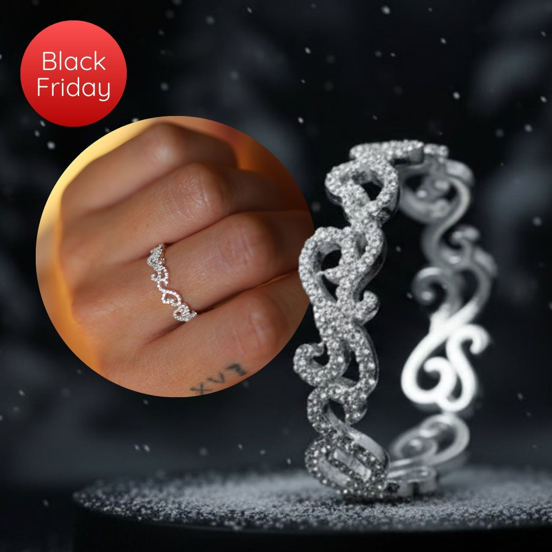 Anneau (deux tiers) "Arabesque Royale" en argent entièrement serti de zircons pour bague mood interchangeable