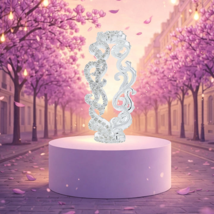 Inner ring (2/3 addon) "Royal Arabesque" in silver fully set with zircons for interchangeable mood ring