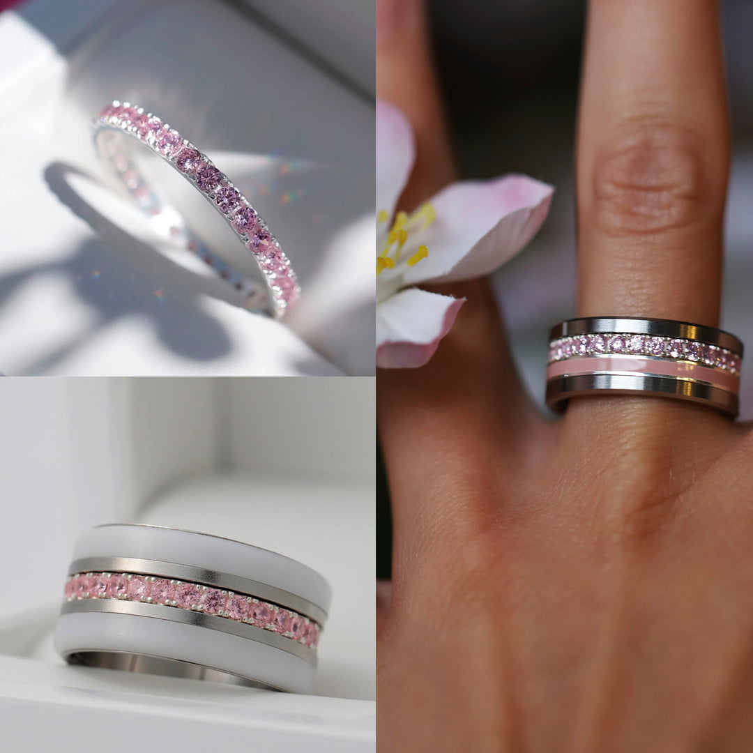💍 Anneau (addon medium) "Aura Sakura" en argent 925 serti de zircons rose pastel