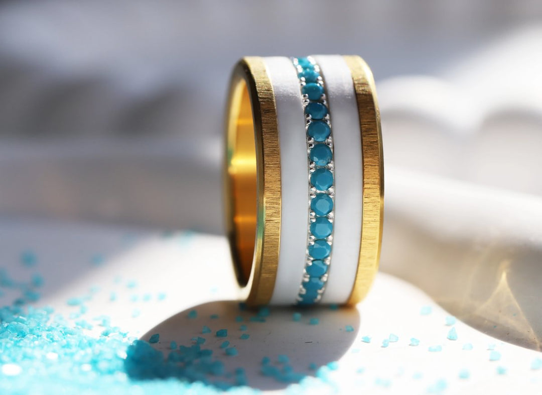 💍 Anneau (addon medium) "Aura Azura" en argent 925 serti de zircons turquoise opaque