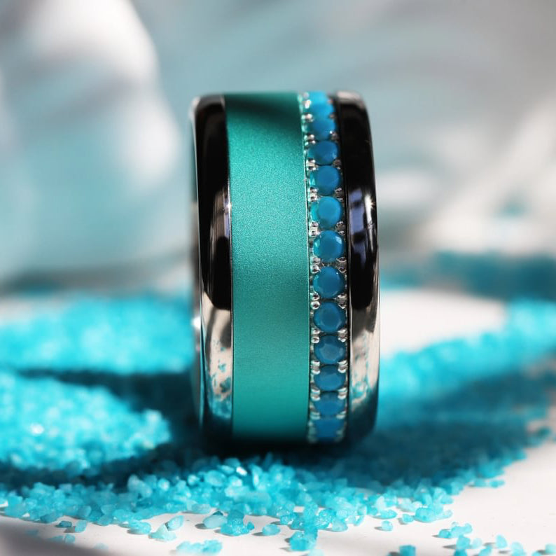 💍 Anneau (addon medium) "Aura Azura" en argent 925 serti de zircons turquoise opaque