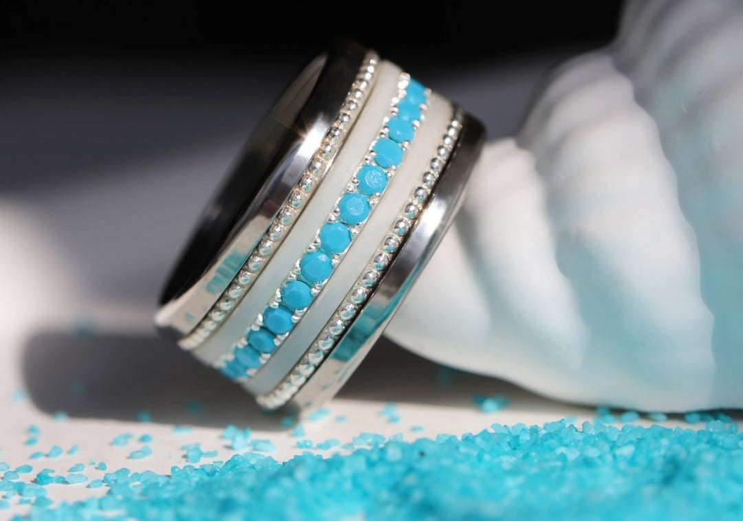 💍 Anneau (addon medium) "Aura Azura" en argent 925 serti de zircons turquoise opaque