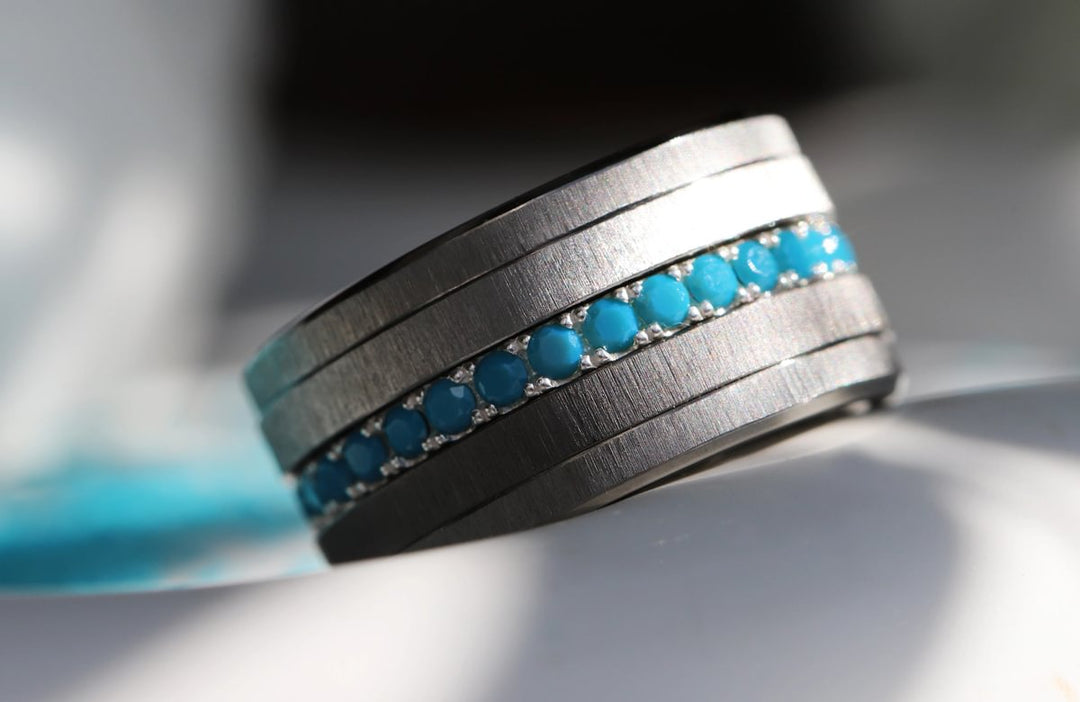 💍 Anneau (addon medium) "Aura Azura" en argent 925 serti de zircons turquoise opaque