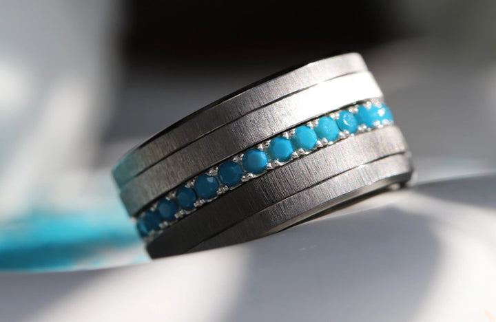 💍 Anneau (addon medium) "Aura Azura" en argent 925 serti de zircons turquoise opaque