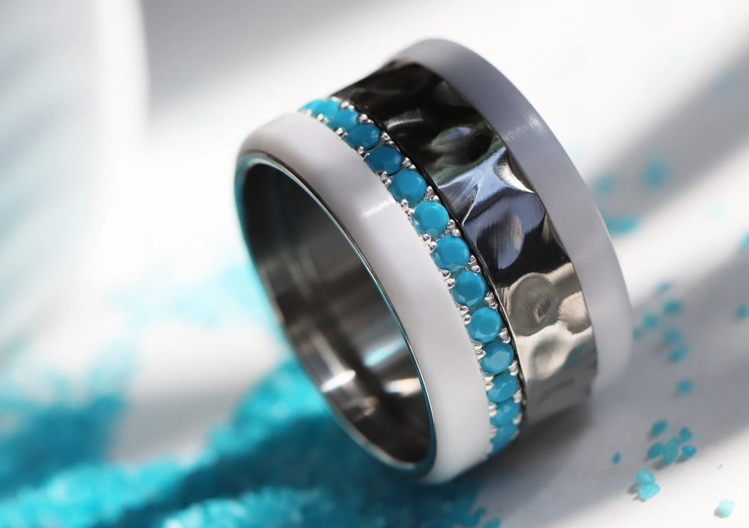 💍 Anneau (addon medium) "Aura Azura" en argent 925 serti de zircons turquoise opaque