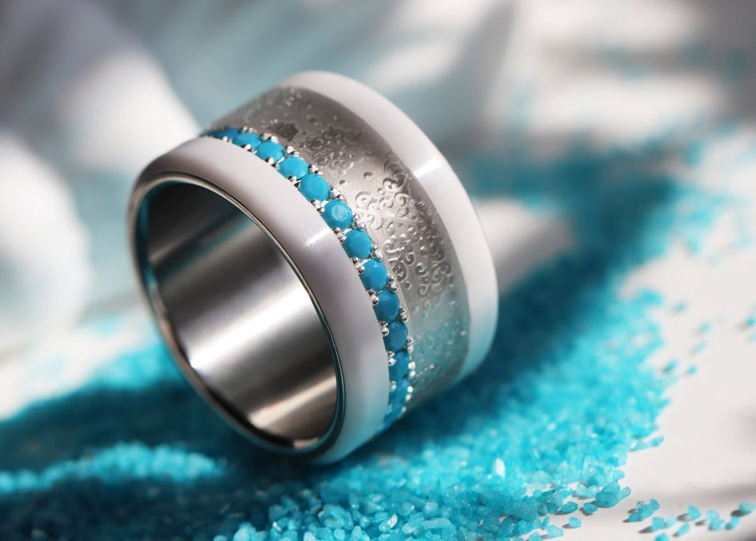 💍 Anneau (addon medium) "Aura Azura" en argent 925 serti de zircons turquoise opaque