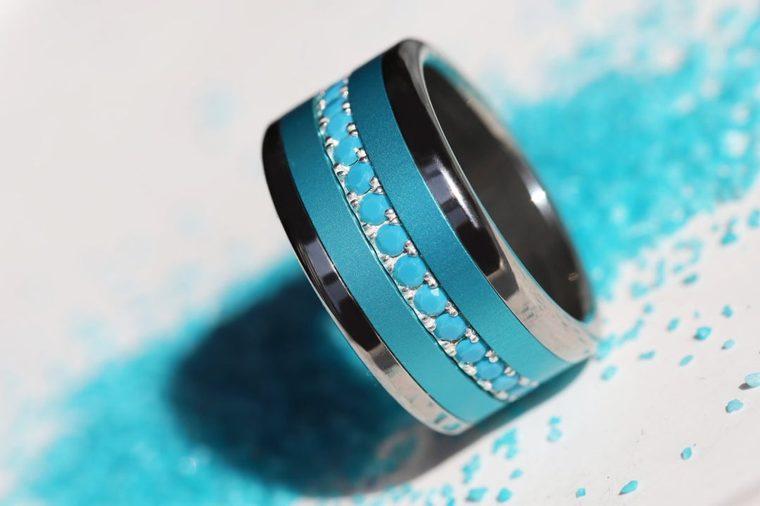 💍 Anneau (addon medium) "Aura Azura" en argent 925 serti de zircons turquoise opaque