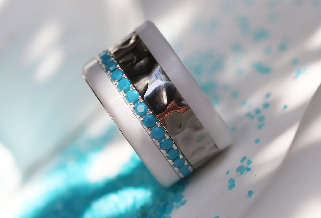 💍 Anneau (addon medium) "Aura Azura" en argent 925 serti de zircons turquoise opaque