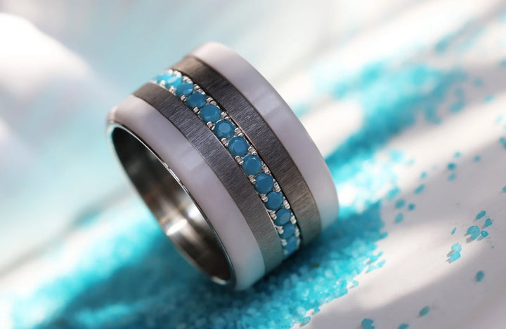 💍 Anneau (addon medium) "Aura Azura" en argent 925 serti de zircons turquoise opaque