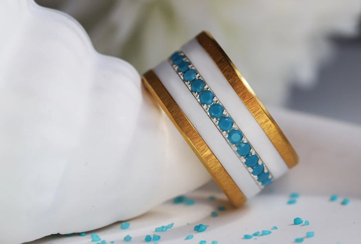 💍 Anneau (addon medium) "Aura Azura" en argent 925 serti de zircons turquoise opaque