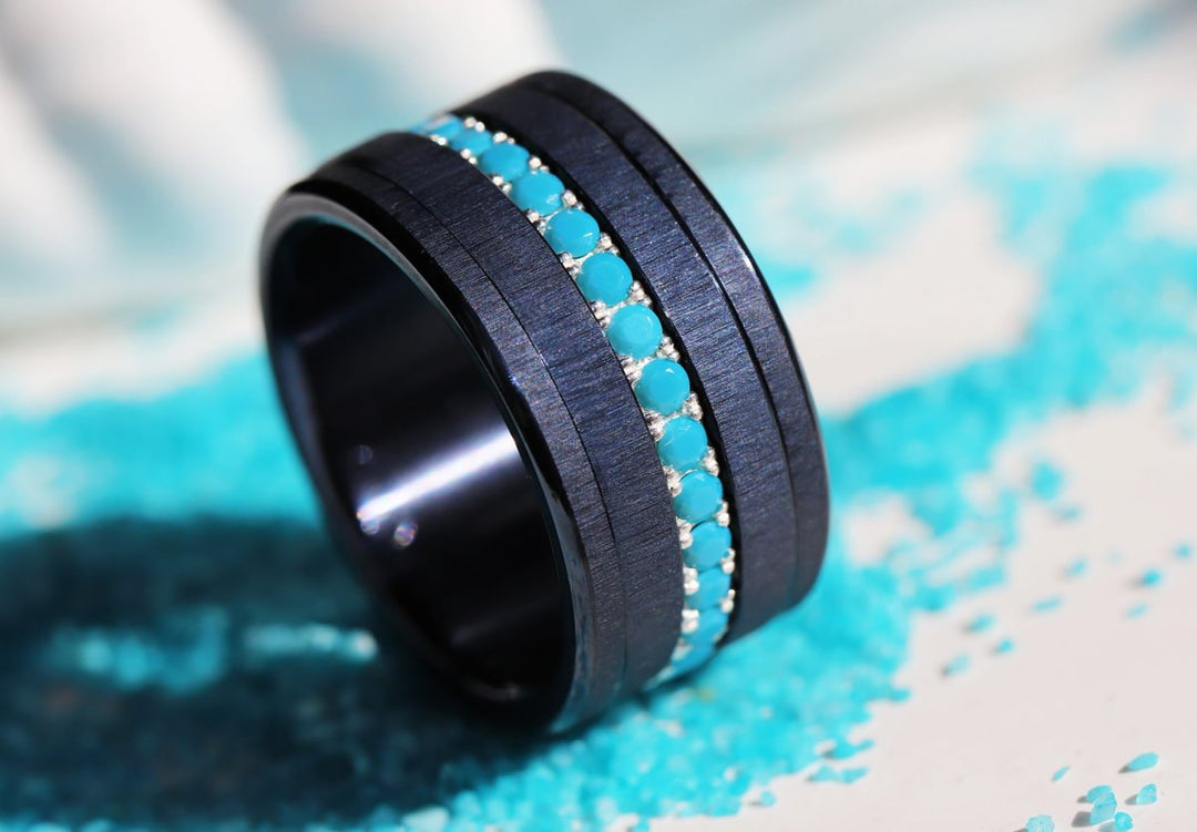 💍 Anneau (addon medium) "Aura Azura" en argent 925 serti de zircons turquoise opaque