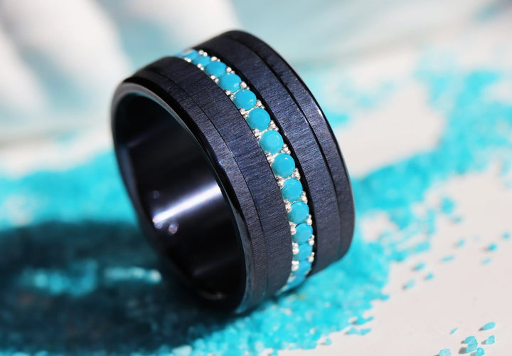 💍 Anneau (addon medium) "Aura Azura" en argent 925 serti de zircons turquoise opaque