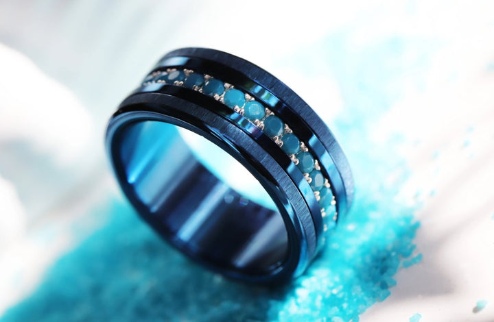 💍 Anneau (addon medium) "Aura Azura" en argent 925 serti de zircons turquoise opaque