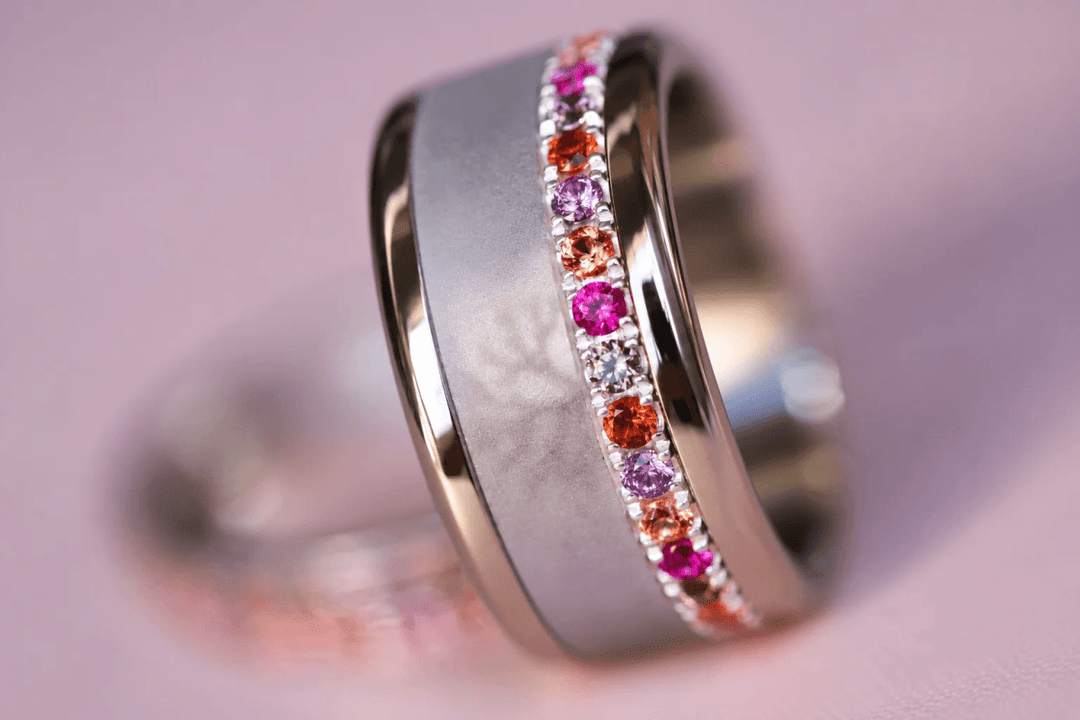 🍂 Aura Éclat d'Automne 🍂  Addon Medium en argent avec zircons aux couleurs automnales à combiner avec les bagues interchangeables mood