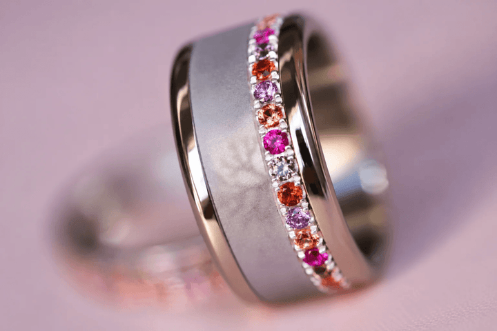 🍂 Aura Éclat d'Automne 🍂  Addon Medium en argent avec zircons aux couleurs automnales à combiner avec les bagues interchangeables mood